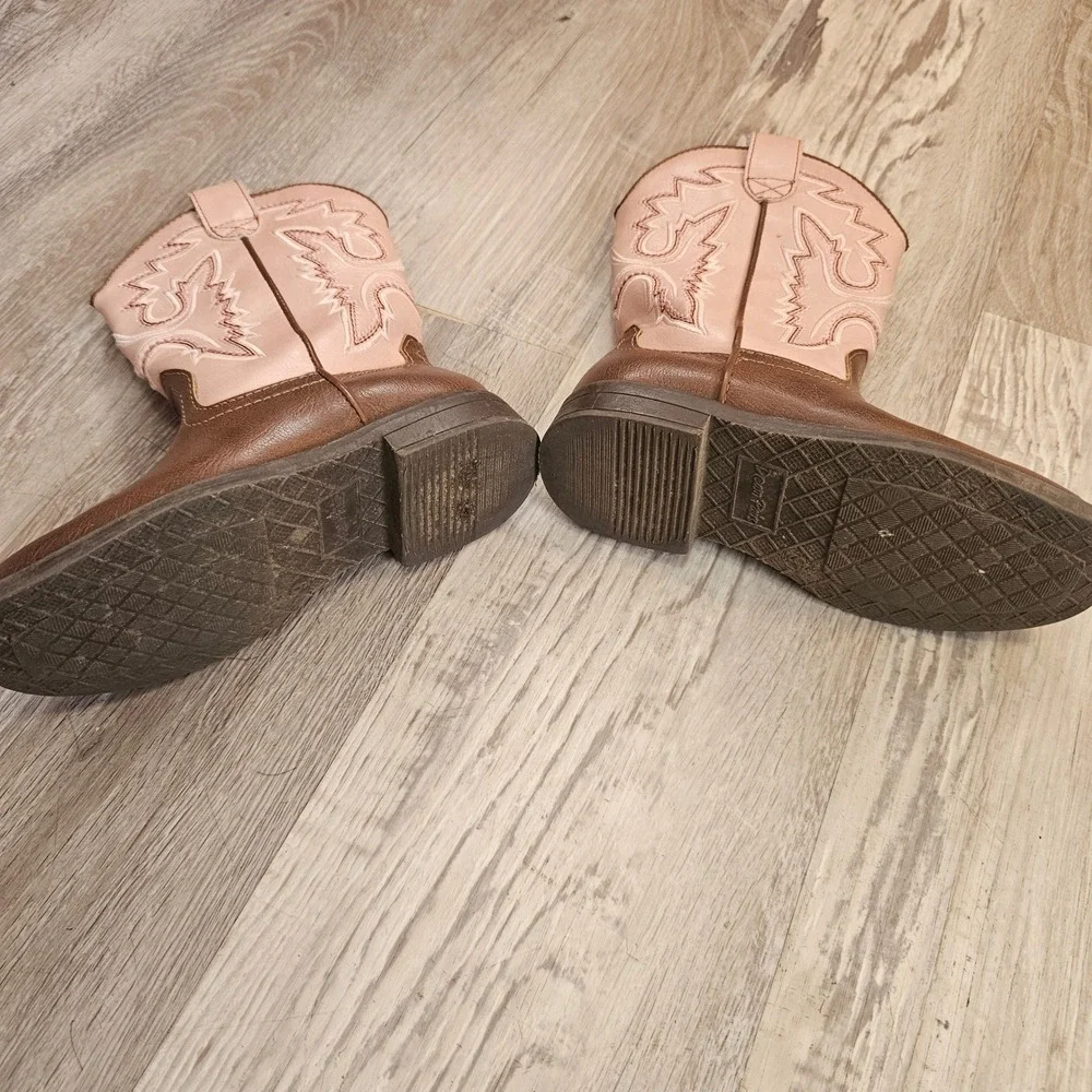 Dream Pairs Toddler Girls Pink Brown Western Cowboy Boots Size 9